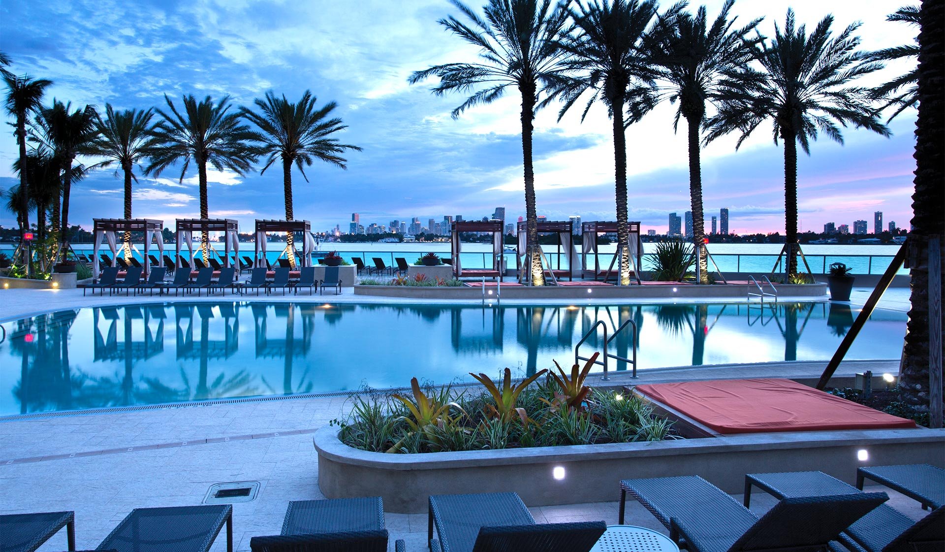 Renovated pool with gorgeous views of Biscayne Bay