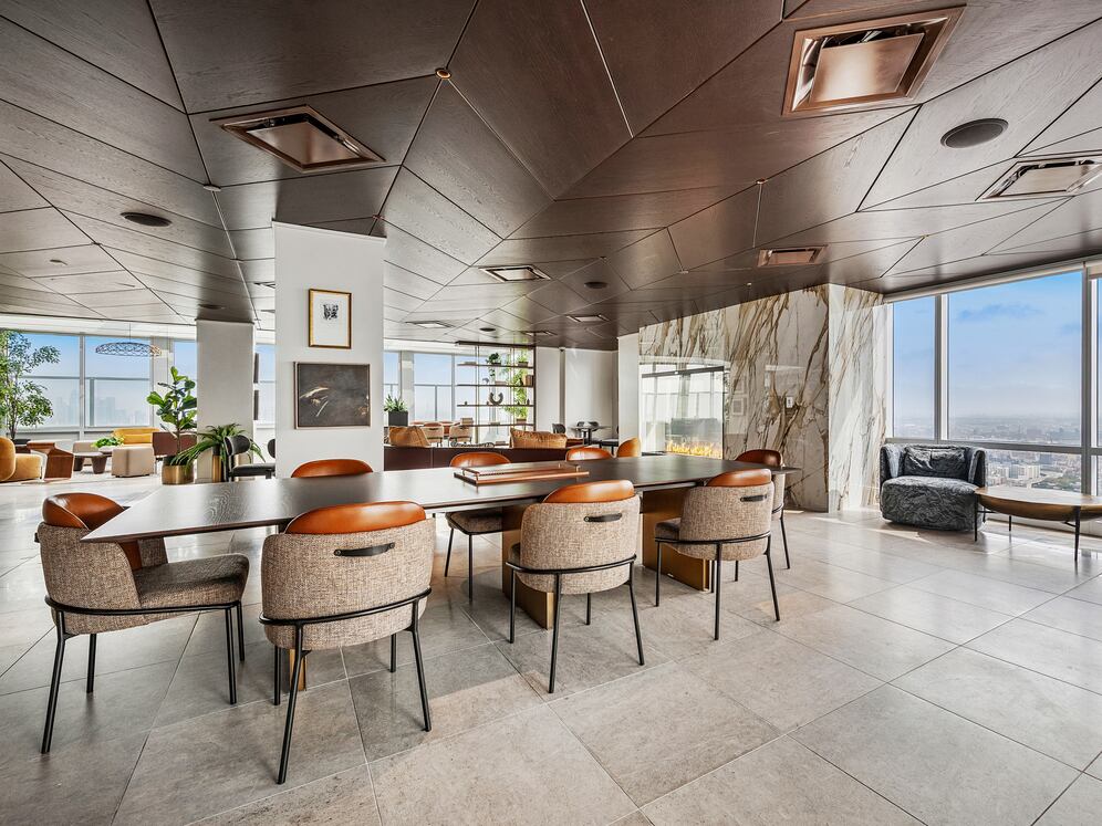 Rooftop lounge with coworking spaces