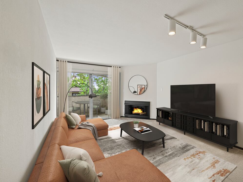 Living room with fireplace