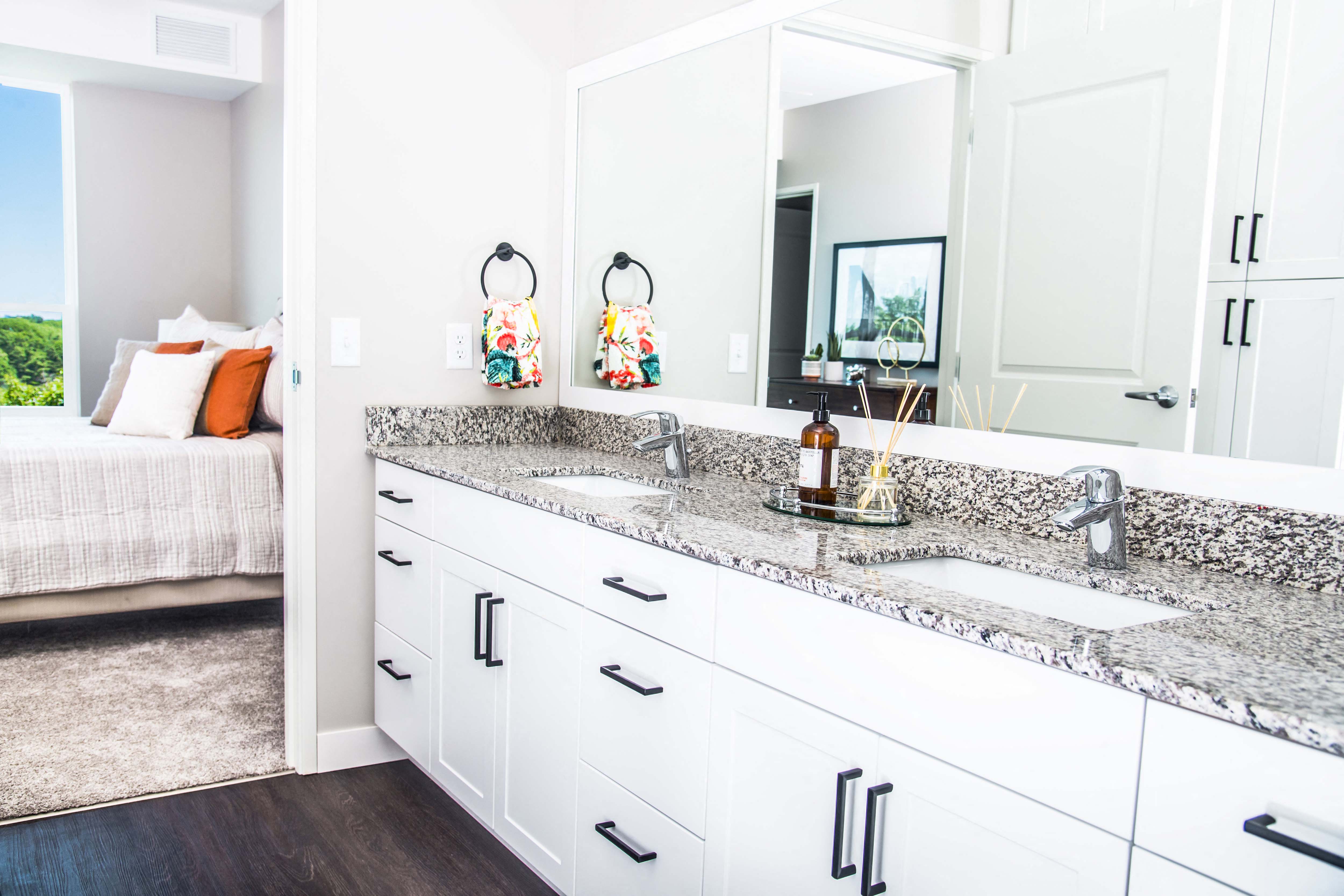 Two-Bedroom Apartment Bathroom and Sleeping Area