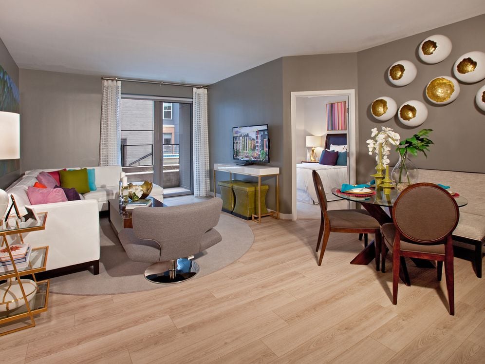 Living and dining area with hard surface flooring