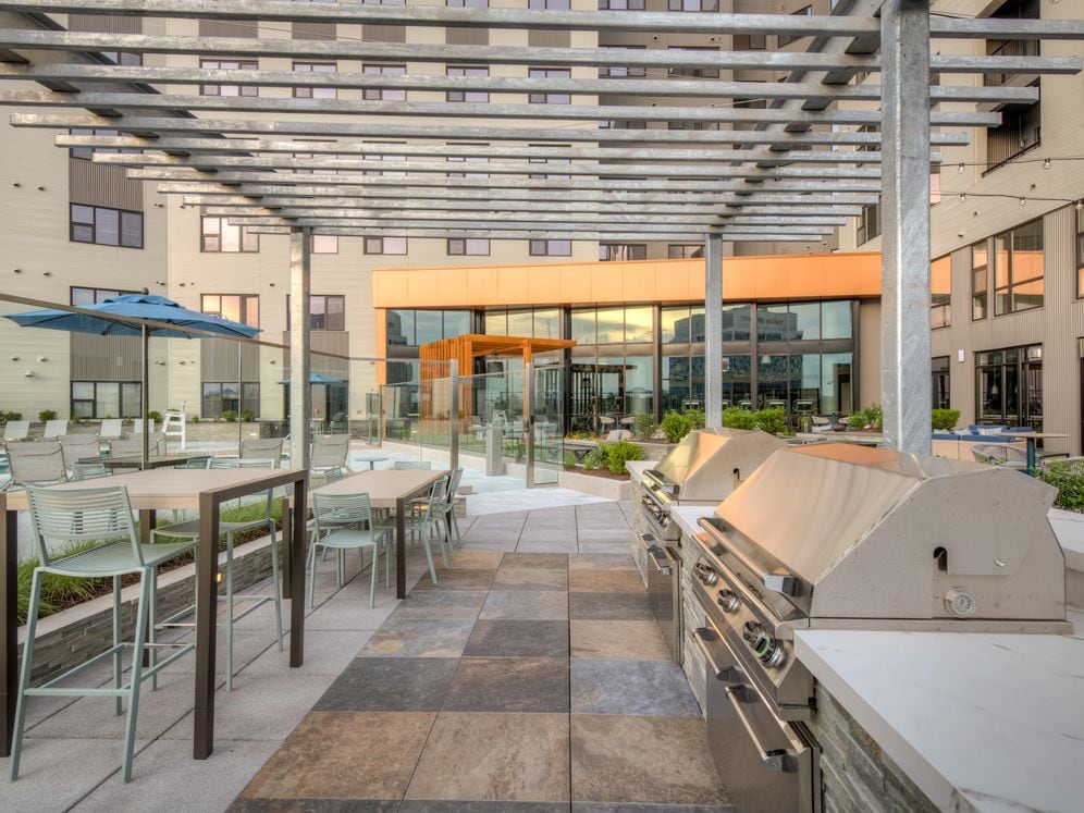 Outdoor grilling area and seating