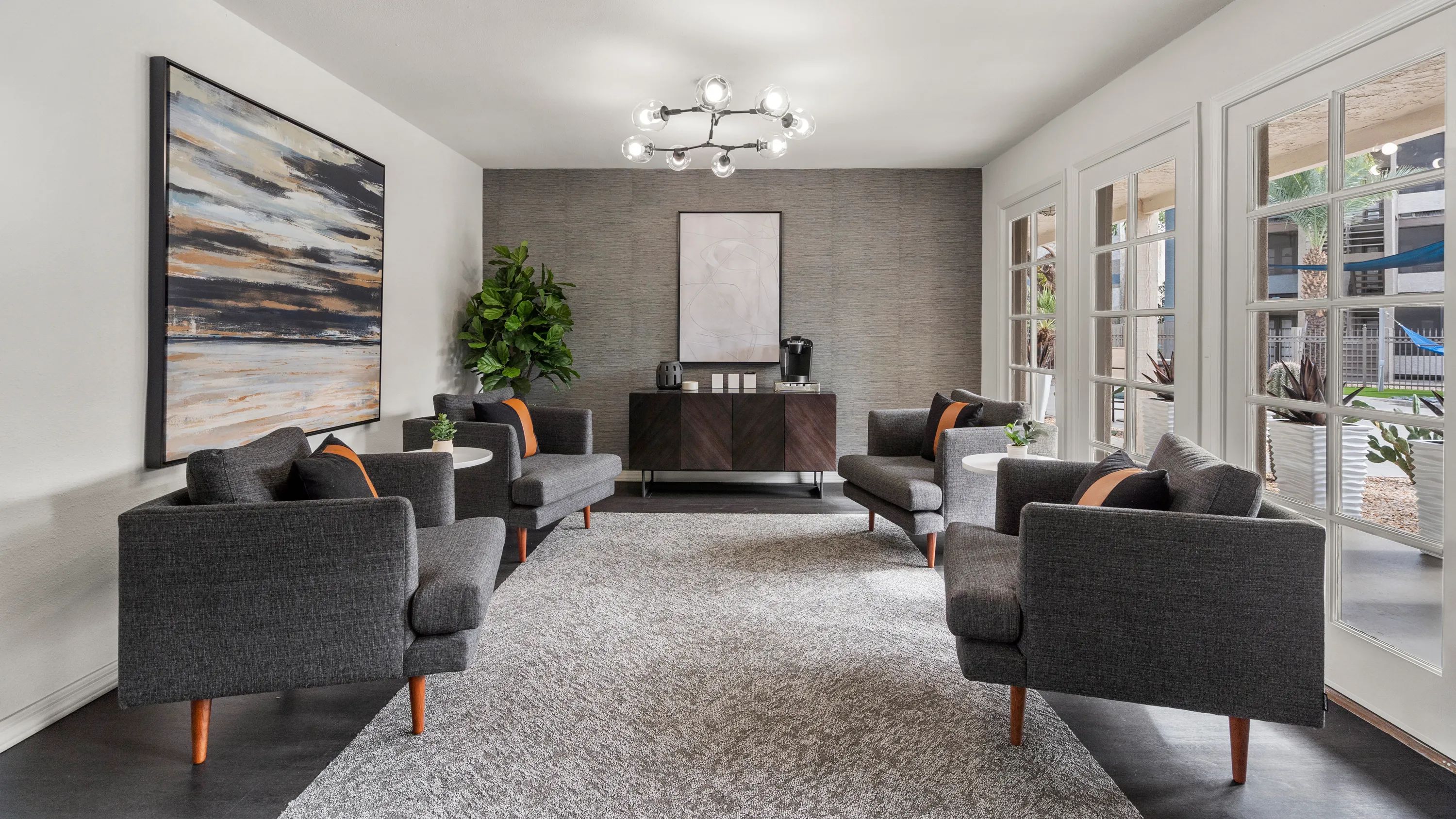 Cool off indoors, unwind in our chill-out zones across the clubhouse, and savor a free cup of java. Your ultimate Arizona retreat!