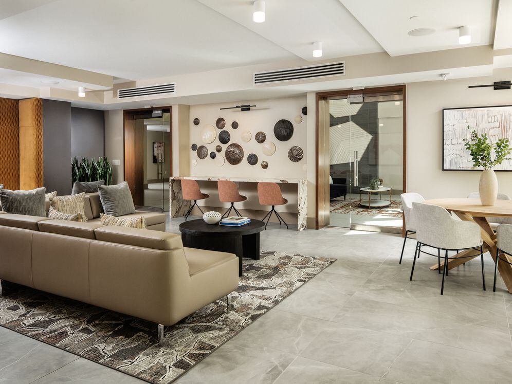 Resident lounge with multiple seating areas