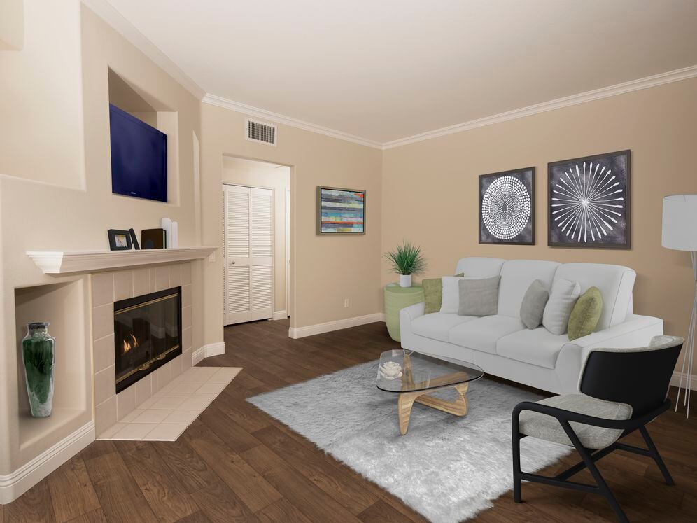 Living room with hard surface flooring