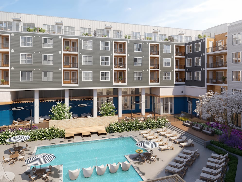 Courtyard with pool and sundeck (Rendering)