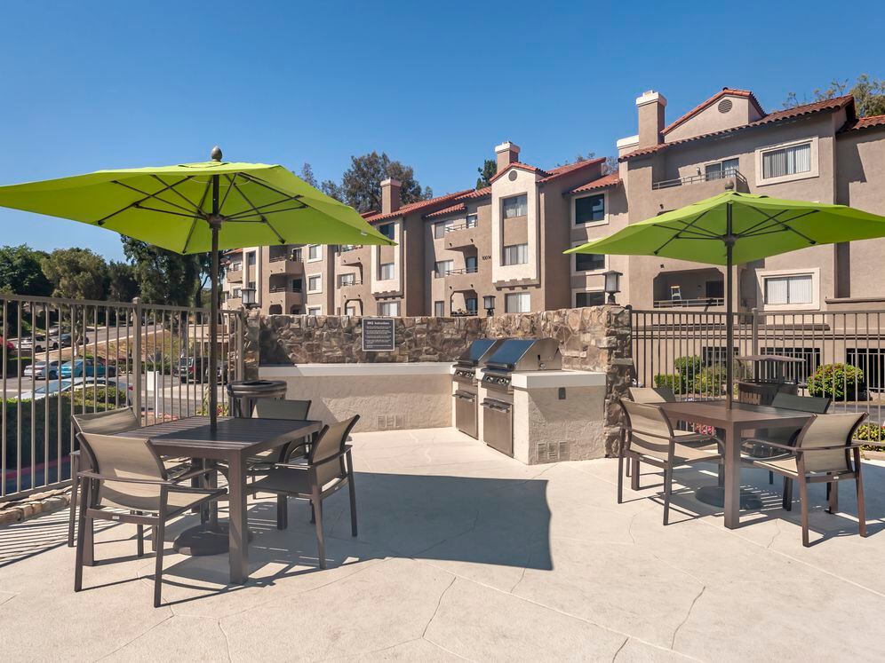 Barbecue grills and dining area