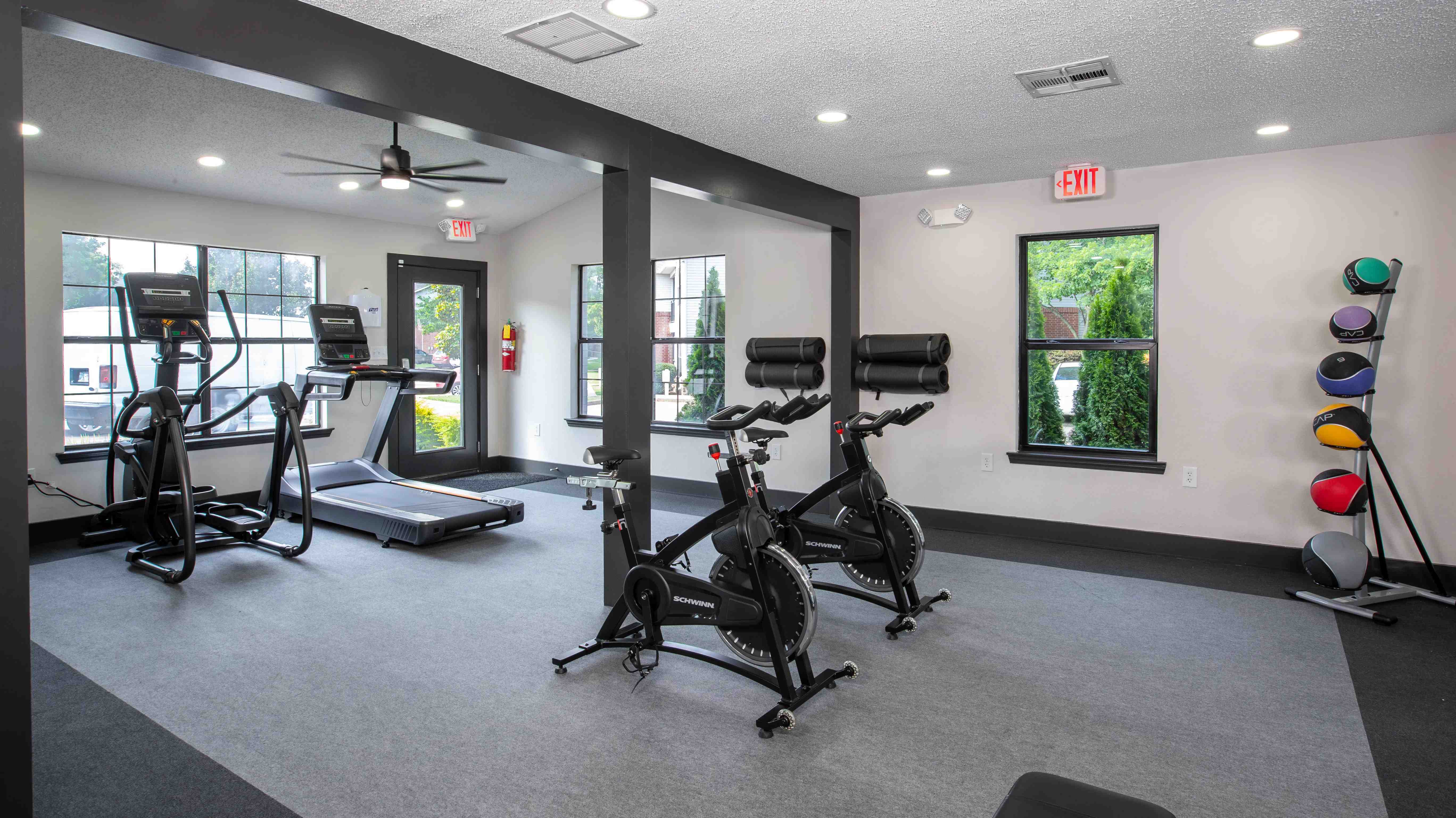 Residents can enjoy a state-of-the-art fitness center with cardio and strength training equipment.
