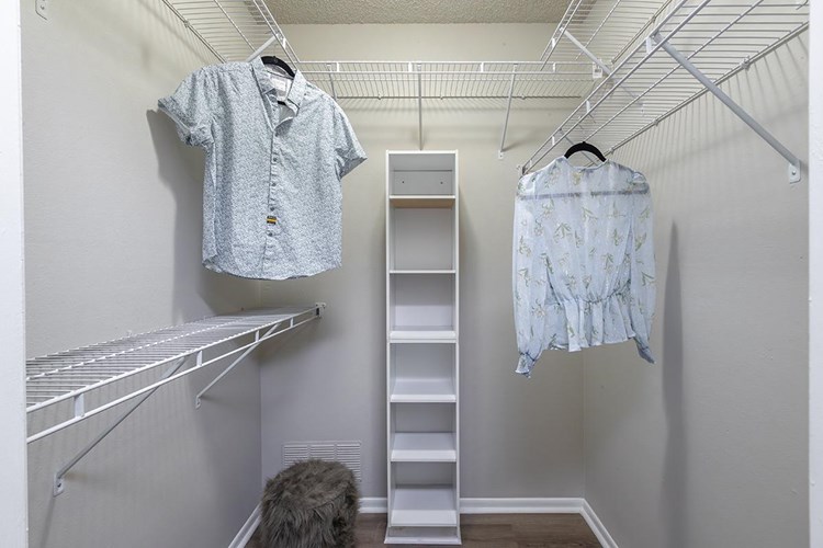 Select floor plans feature spacious, walk-in closets with built-in organizers.