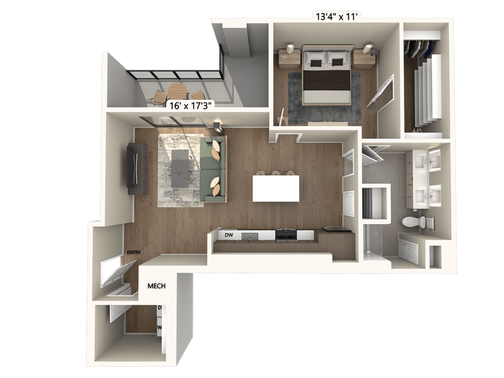 Upgrade Collection II | One-Bedroom, One-Bath (929 sq ft) A14
