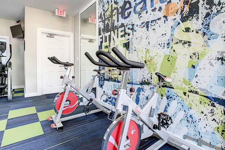 Our fitness center also features spin bikes. 