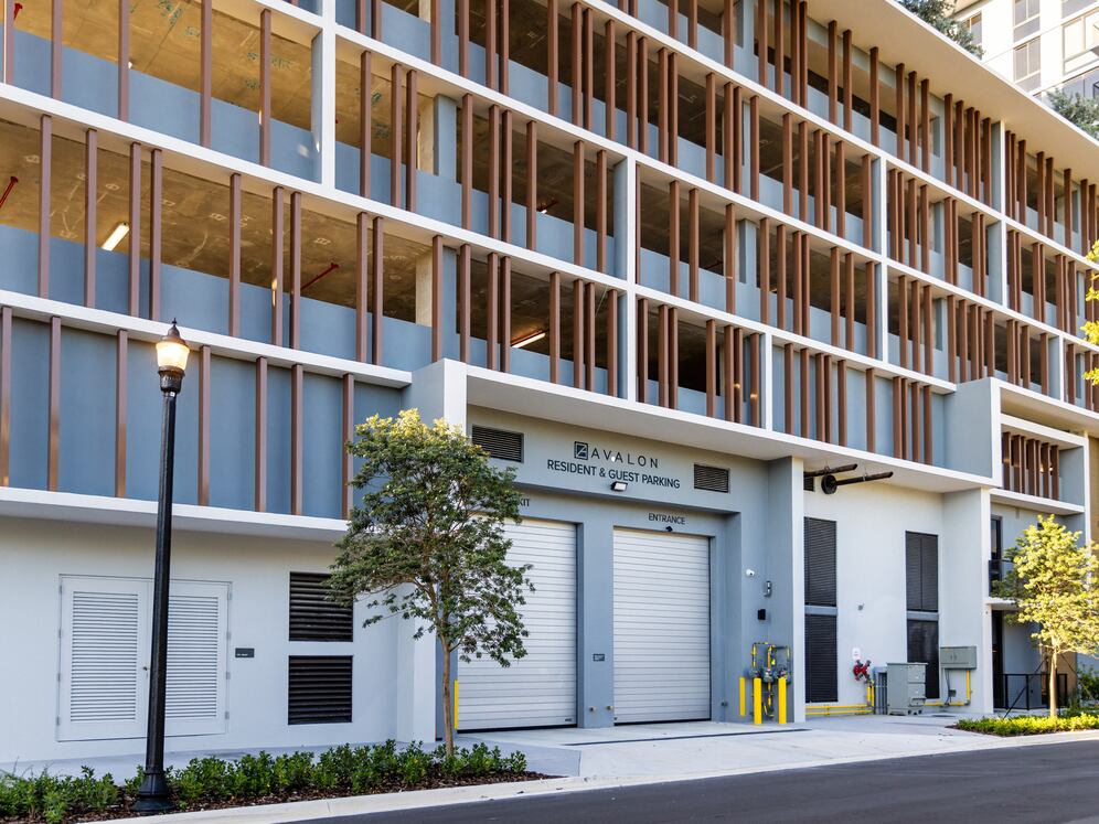 Resident and guest parking garage entrance