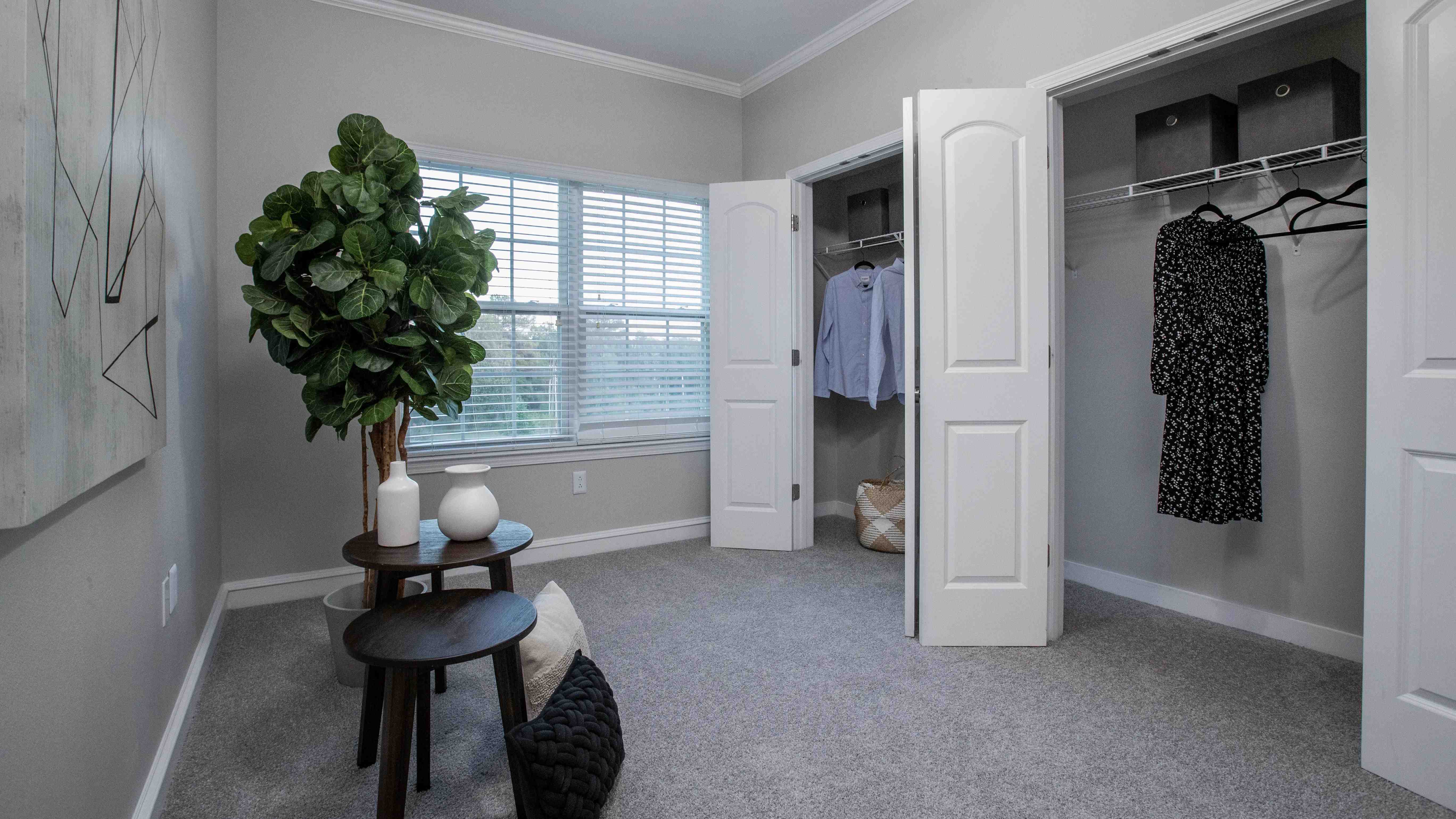 Large double closets offer plenty of room for everyone to spread out. 