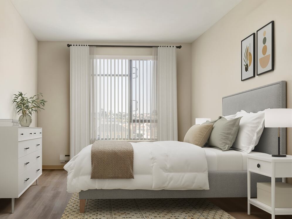Renovated Package I bedroom with hard surface flooring