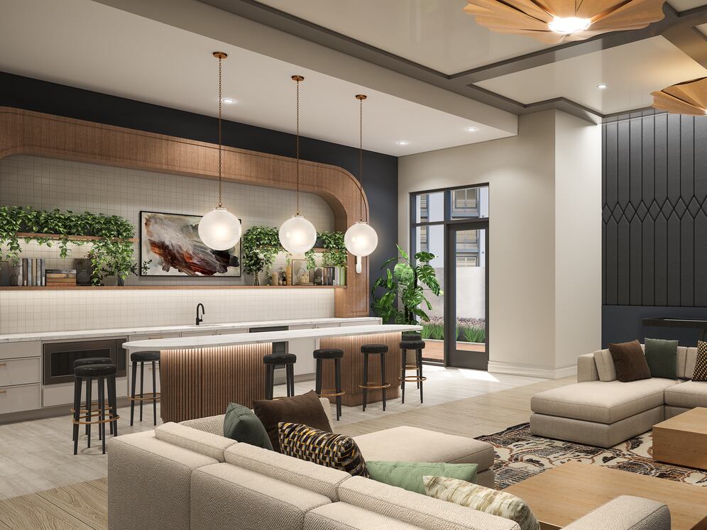 Building 500 Lounge with entertaining kitchenette (Rendering)