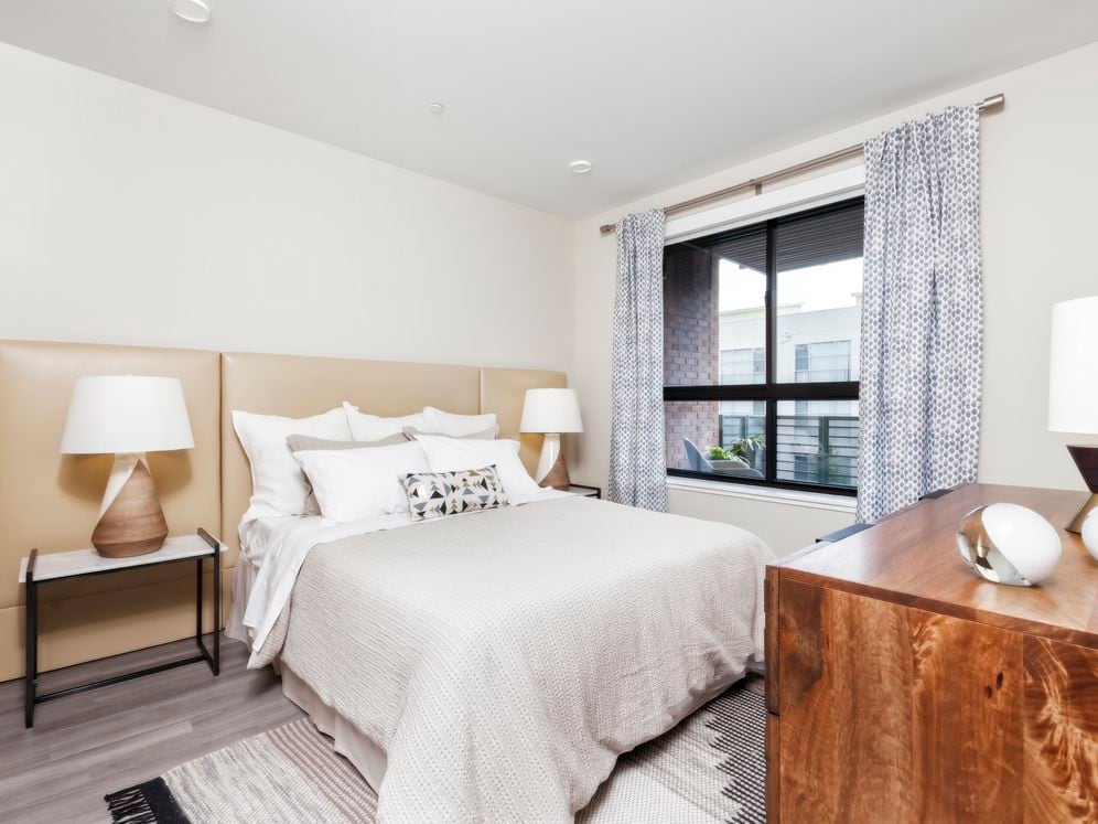 Bedroom with hard surface flooring