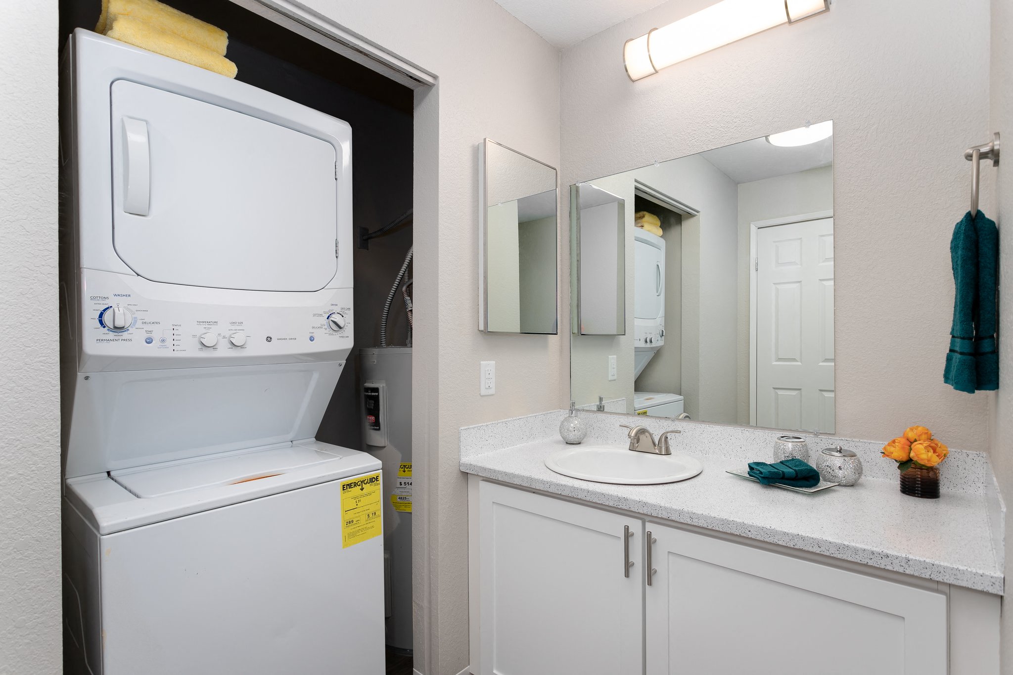 Bayview Apartment Homes Bathroom Vanity and Laundry Closet