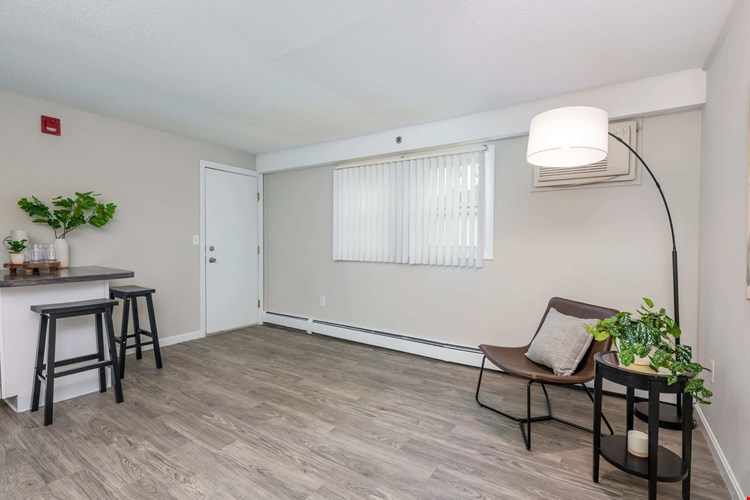 Your spacious living room features large windows allowing natural sunlight to shine through.