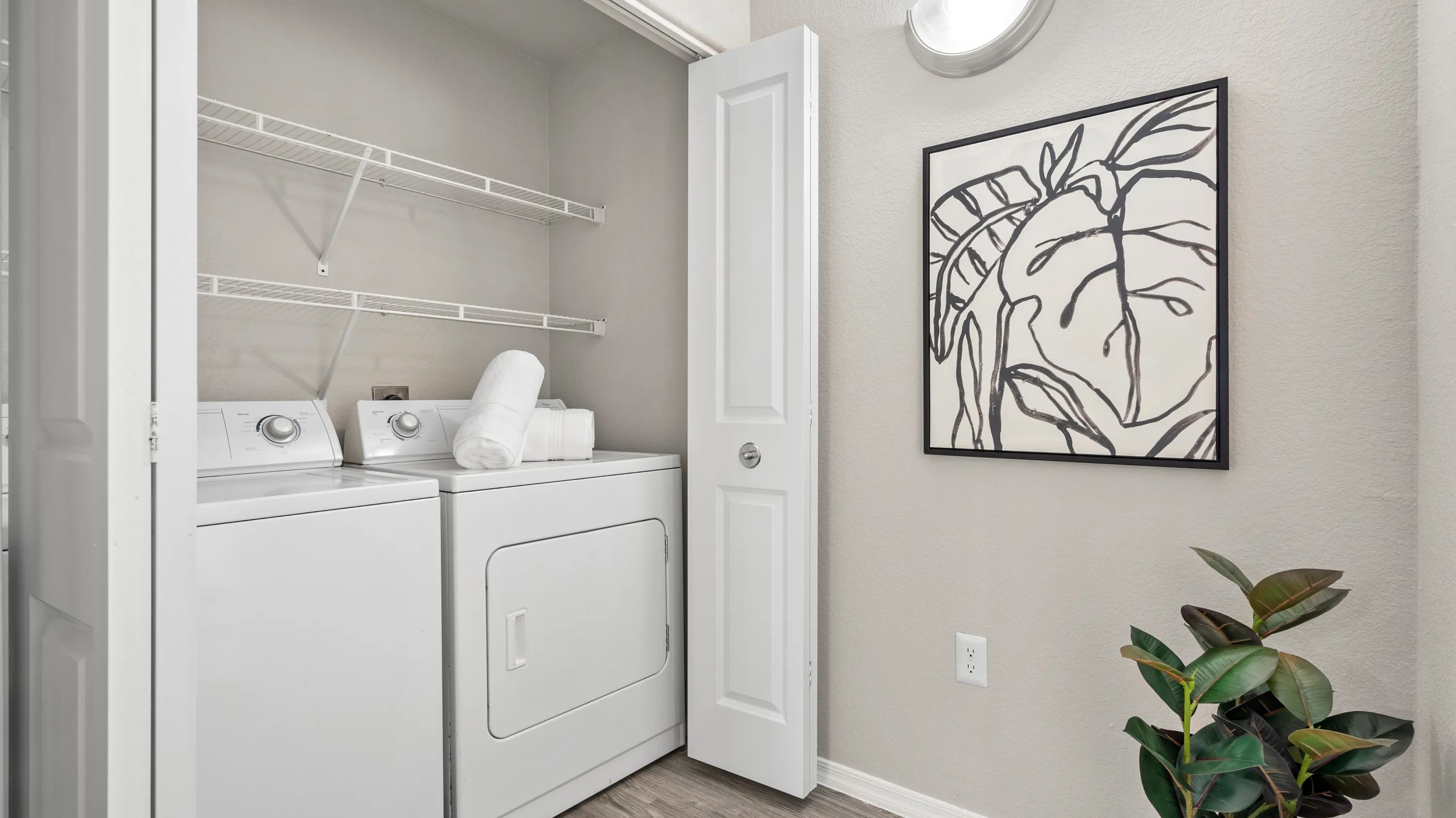 Discover worry-free living with included full-size washer & dryer in every home. 