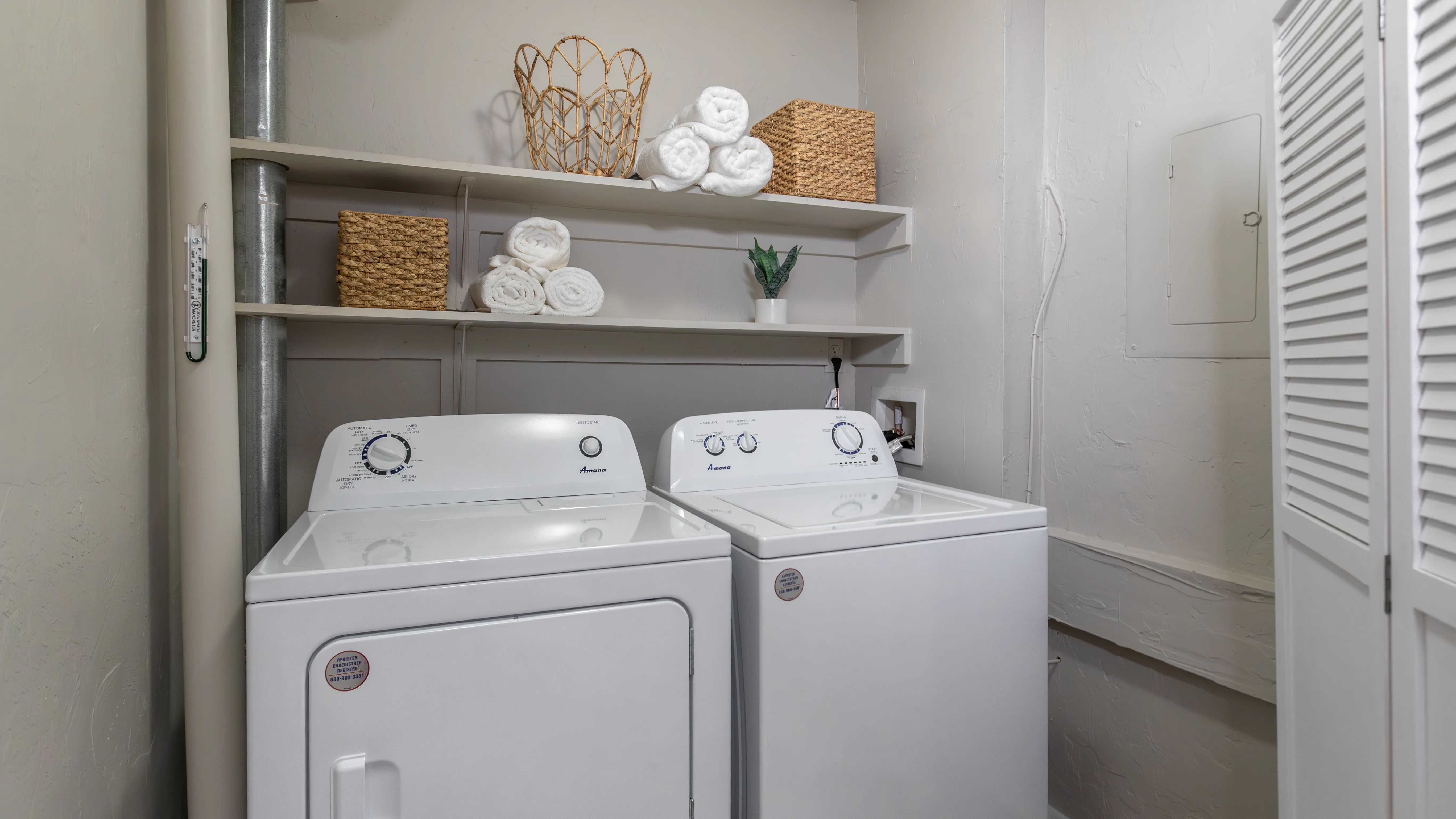Enjoy the convenience of an oversized laundry room in every two-bedroom apartment, complete with full-size washers and dryers. 