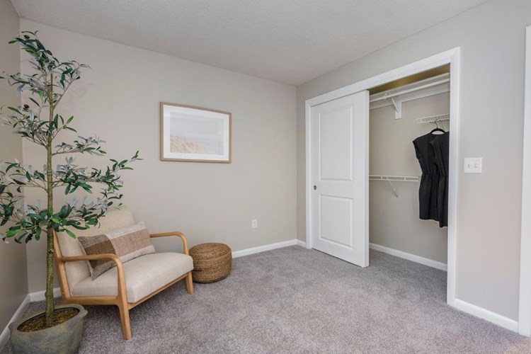 Both bedrooms include closets with organizational shelves built in!