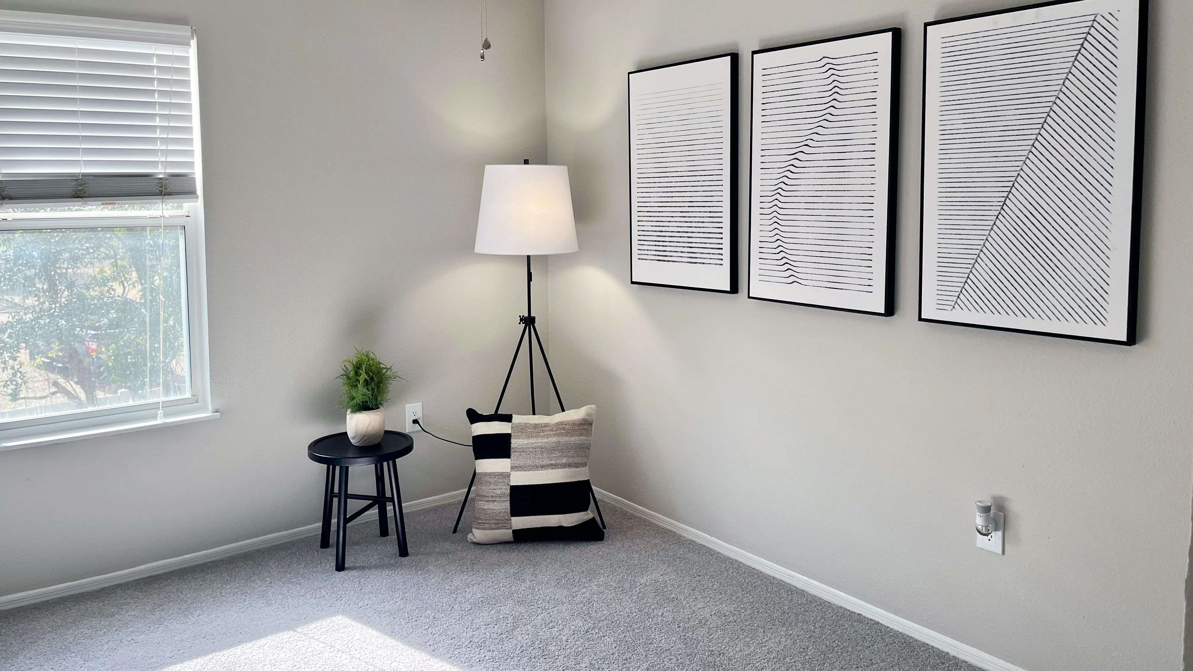 Discover serenity in our carpeted bedrooms with bright picture windows and gentle ceiling fan breezes.