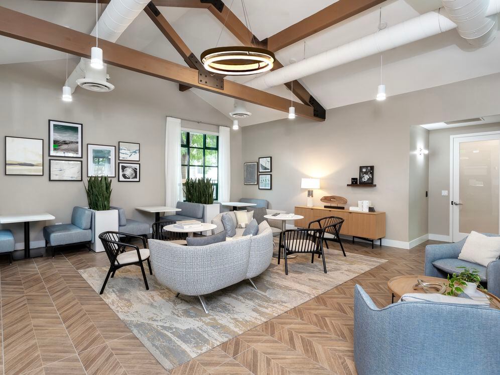 Coworking lounge with seating areas