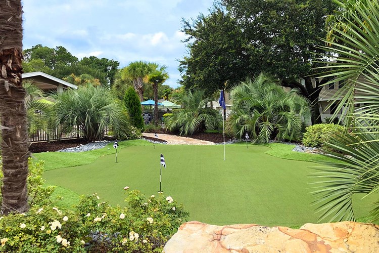 Work on your put at our on-site putting green.