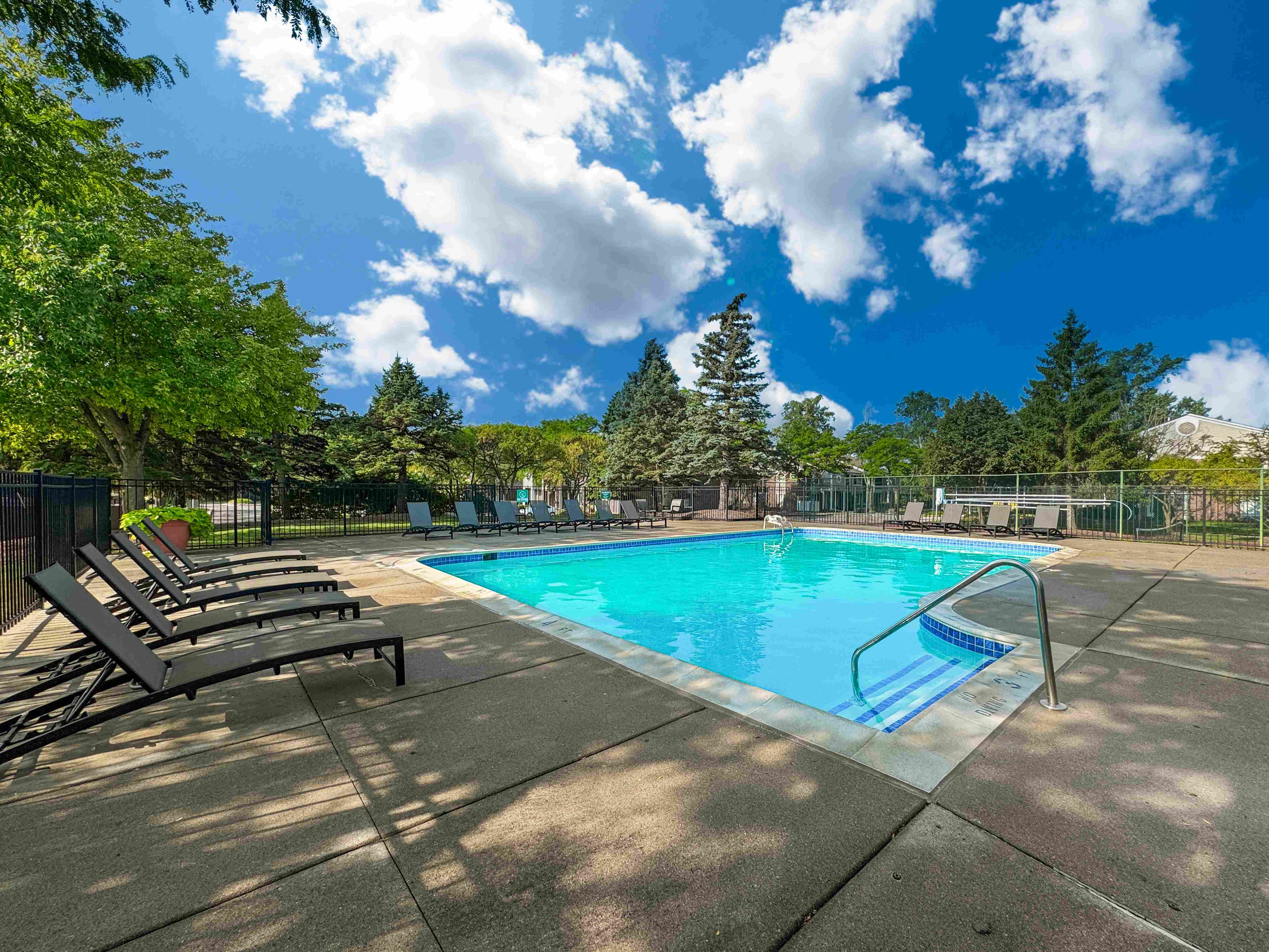 Sparkling pool at Park Lane Apartments in Southfield