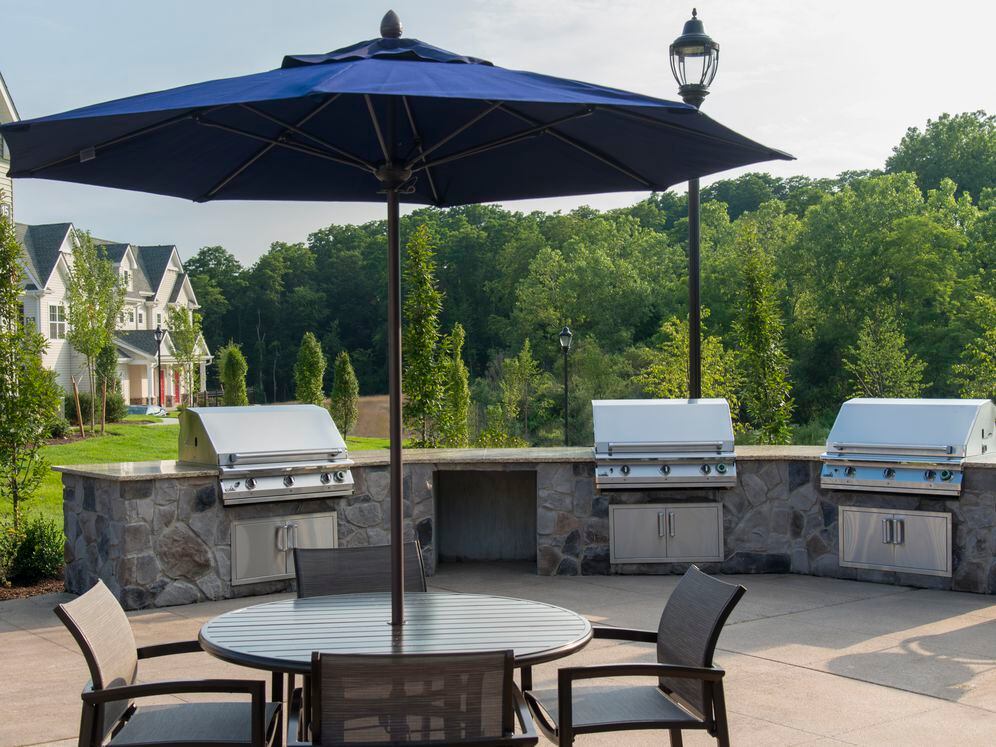 Outdoor lounge with barbecue grills