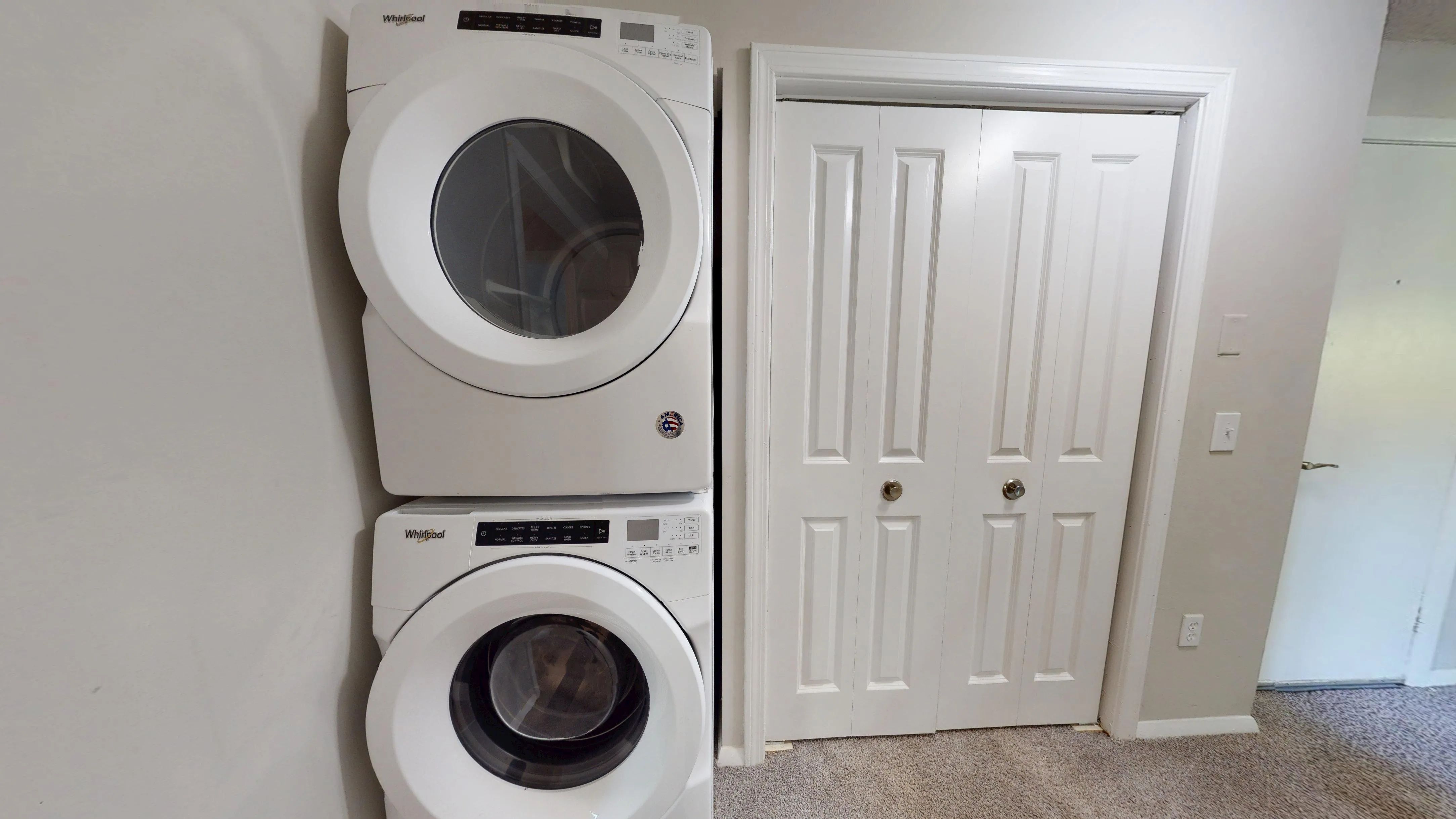 Say goodbye to laundromats! The Alma Mater includes a full-size stacked washer and dryer for ultimate convenience.
