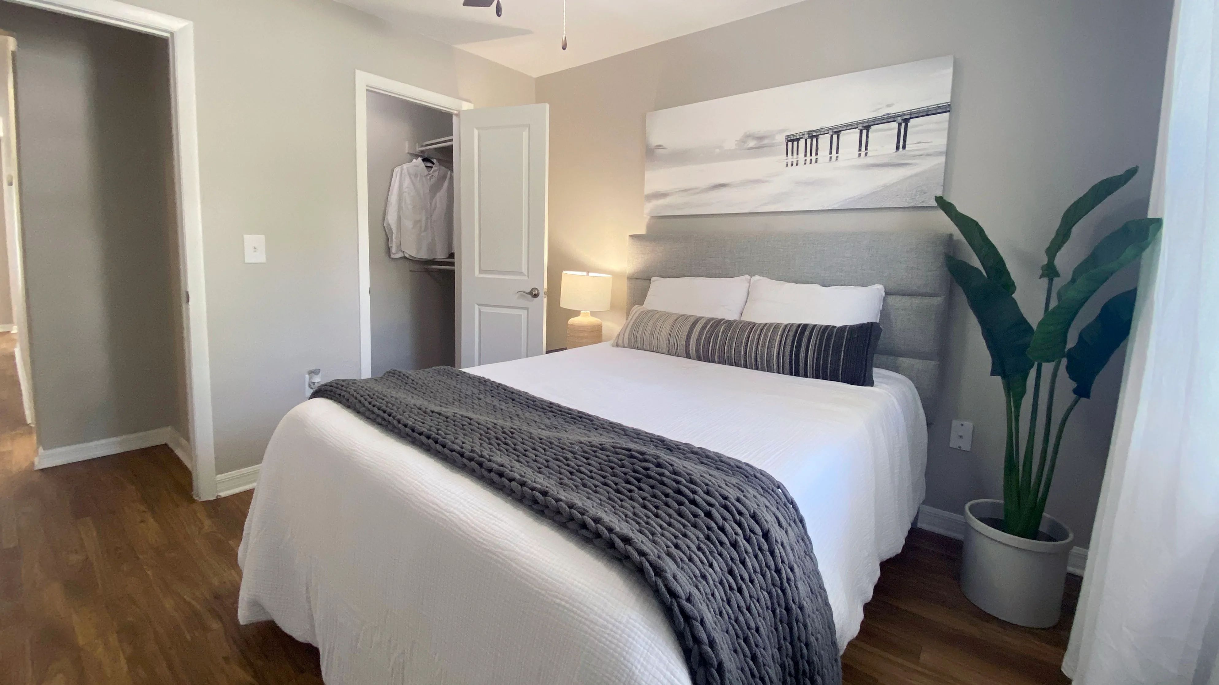 Stay organized with large walk-in closets, featuring customized shelving for an efficient and stylish storage solution. 