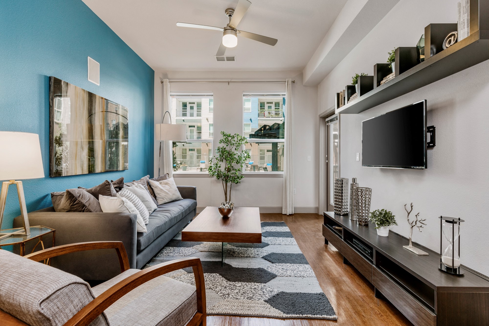 City House Apartments Model Living Room and Window