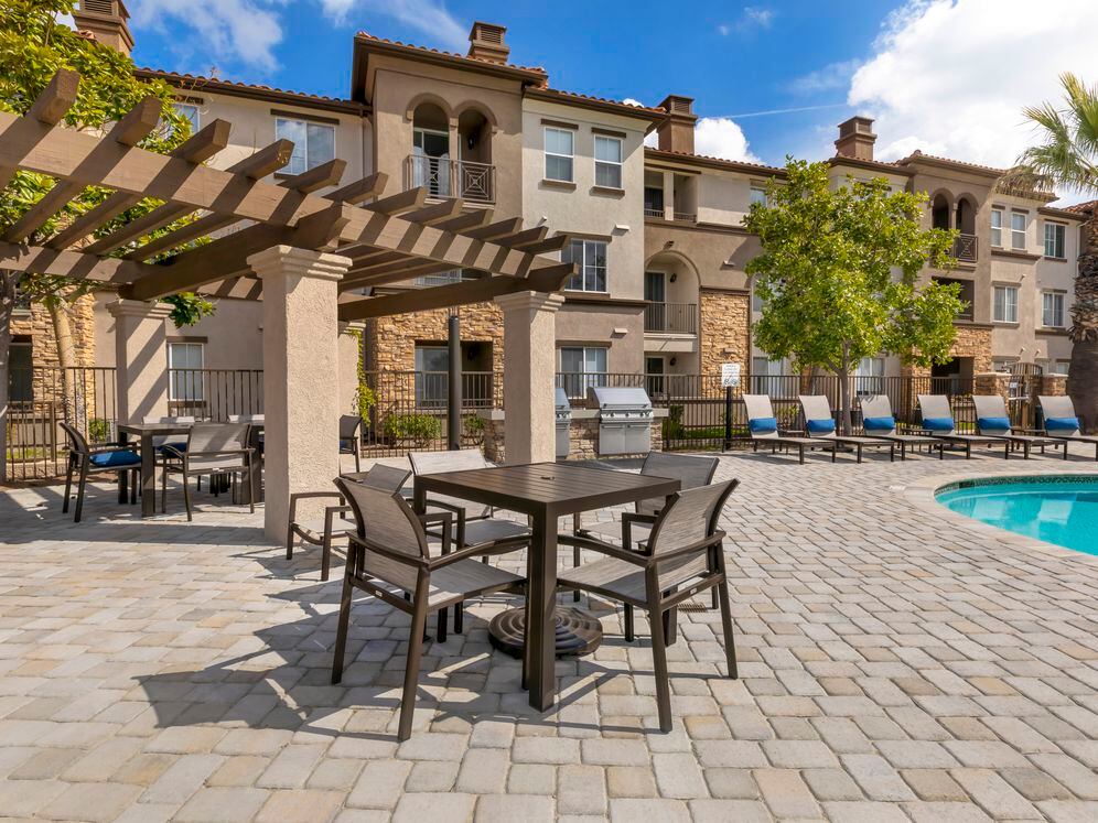 Barbeque grilling area with seating