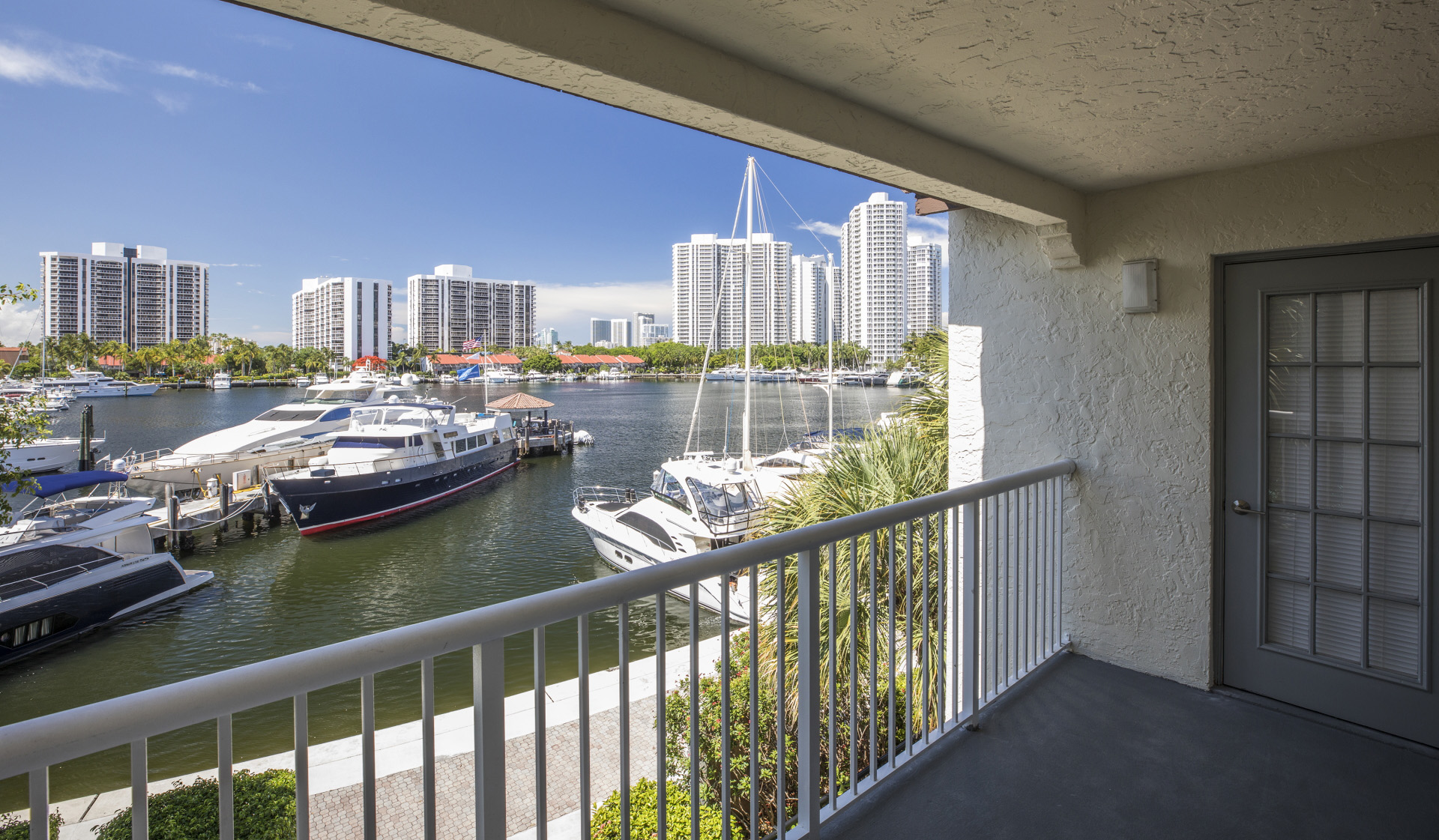 Private balconies with views of the marina