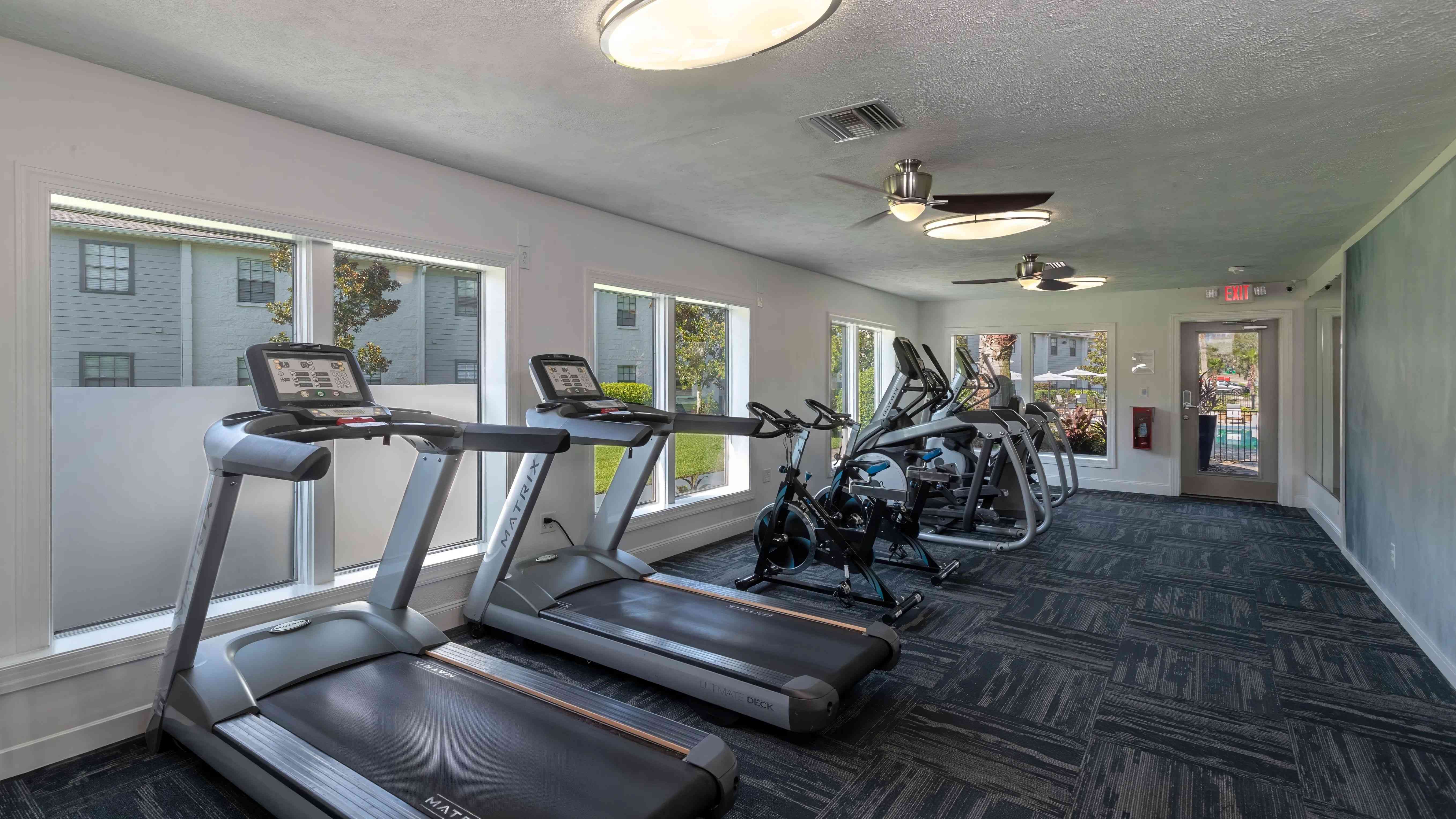 Enjoy an array of cardio equipment in our 24-hour fitness center. 