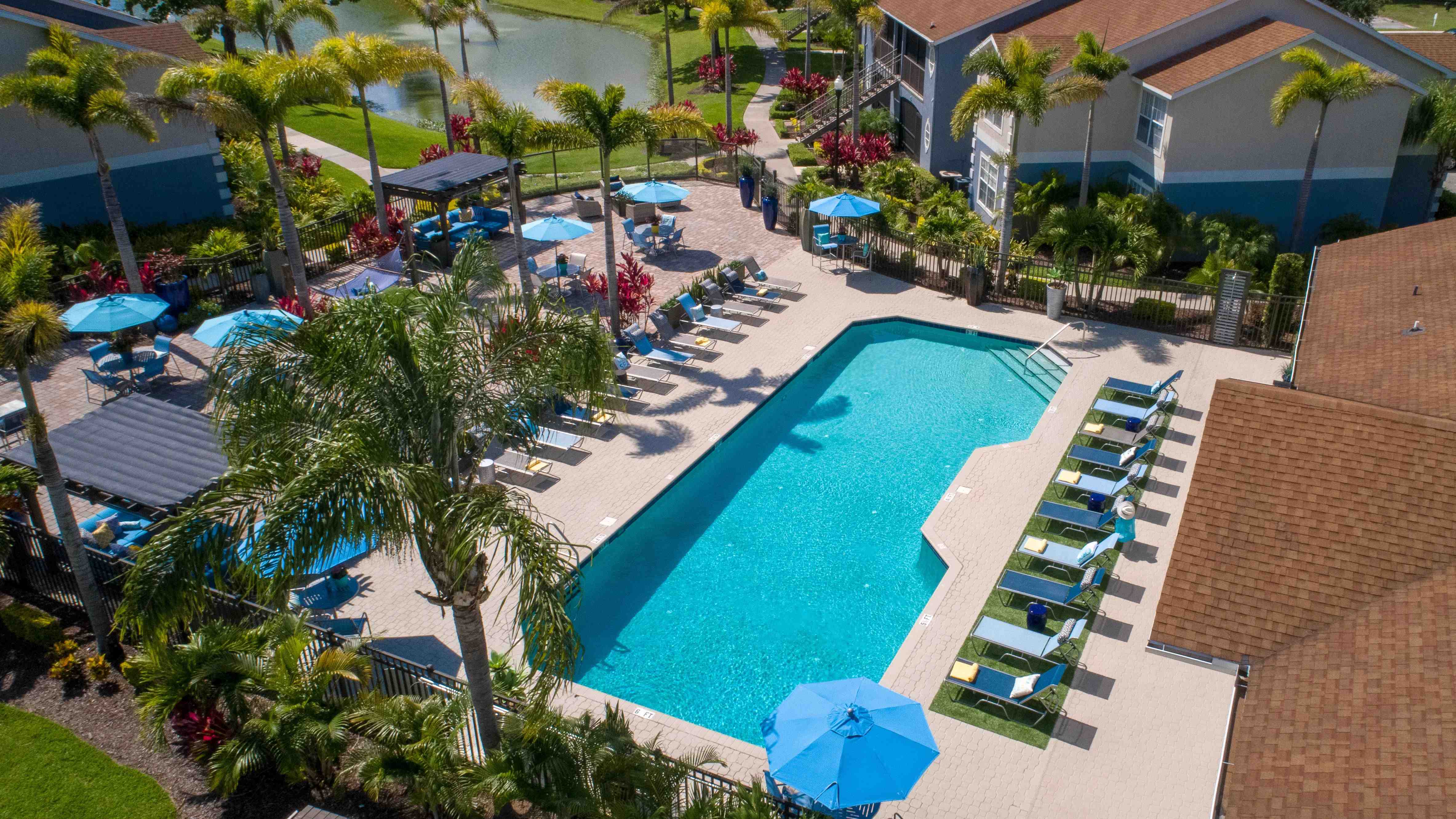 Bask in tranquility at our vibrant poolside oasis. From inviting cabanas to grill-ready spaces, immerse yourself in relaxation amidst the shimmering pool and expansive sundeck—an idyllic retreat for ultimate relaxation. 