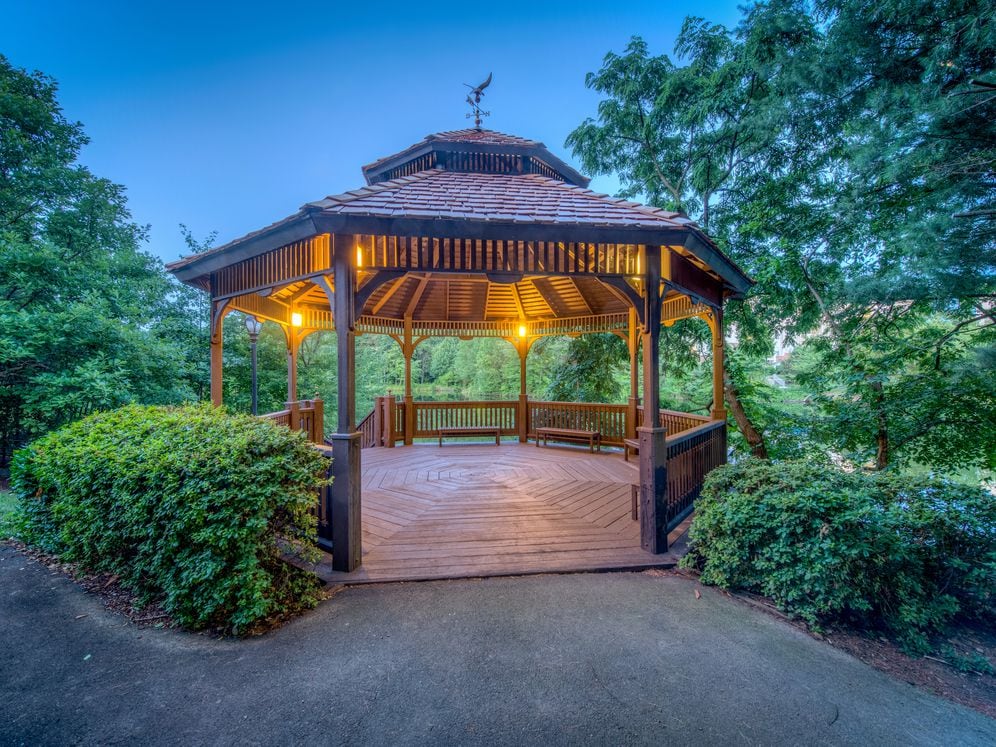 Courtyard with landscaped greenspace and gazebo