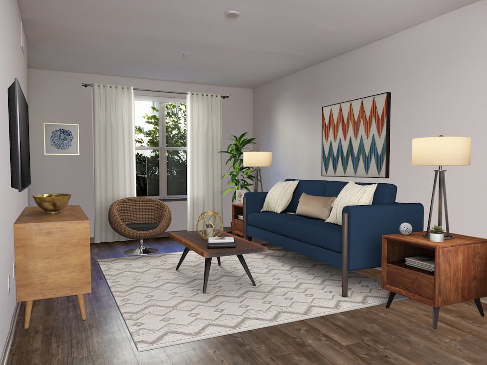 Classic Collection living room with hard surface flooring (select homes)