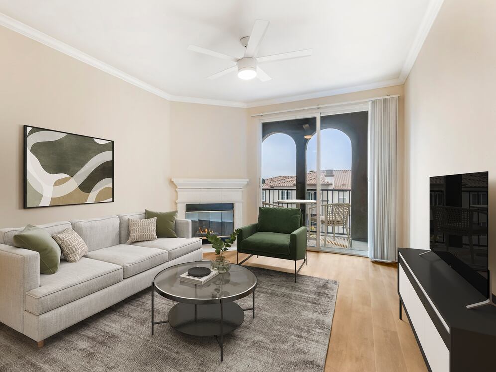 Classic Package II living room with upgraded hard surface flooring