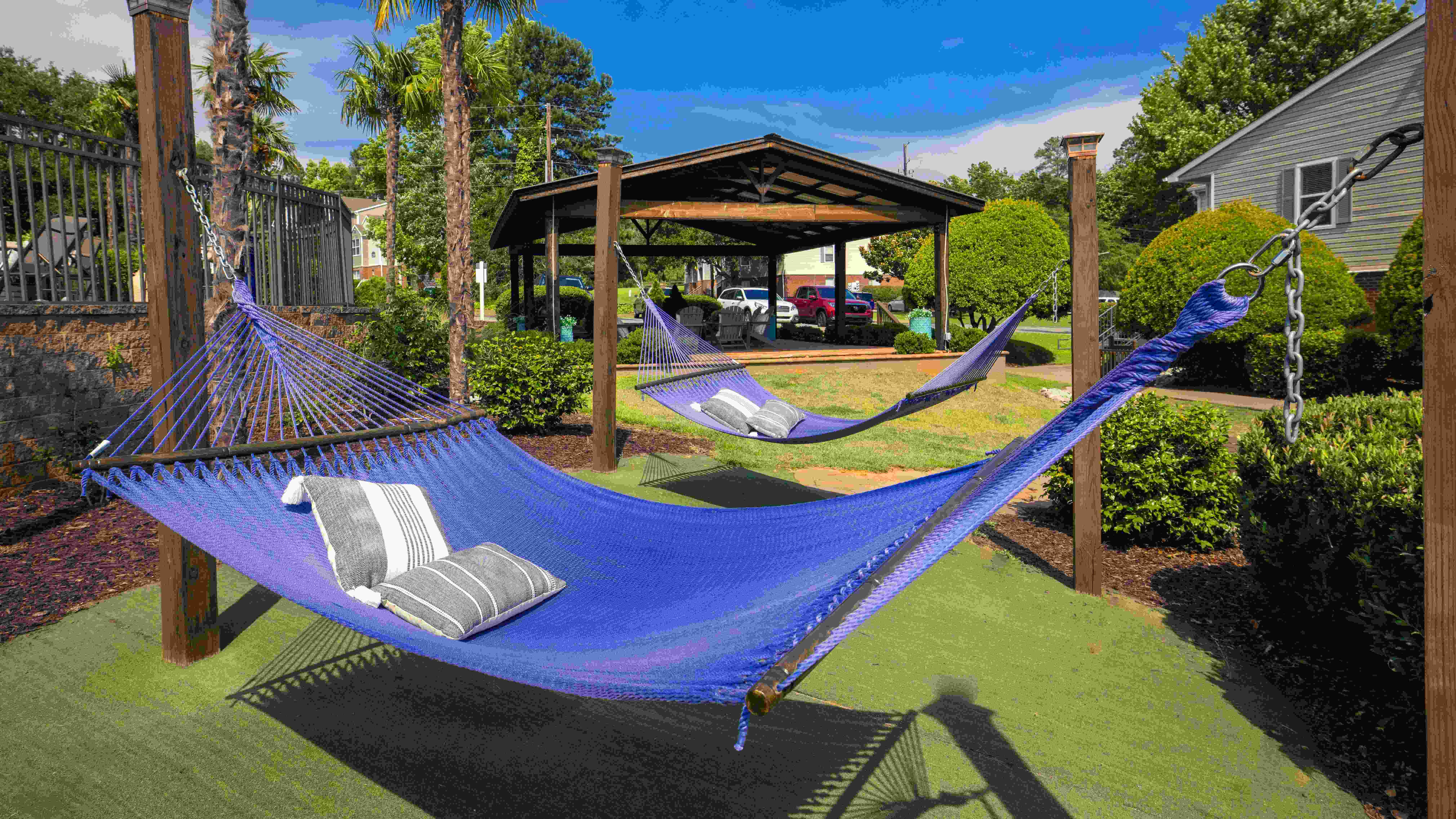 Indulge in tranquil moments as you unwind in our poolside hammocks for the epitome of relaxation. 