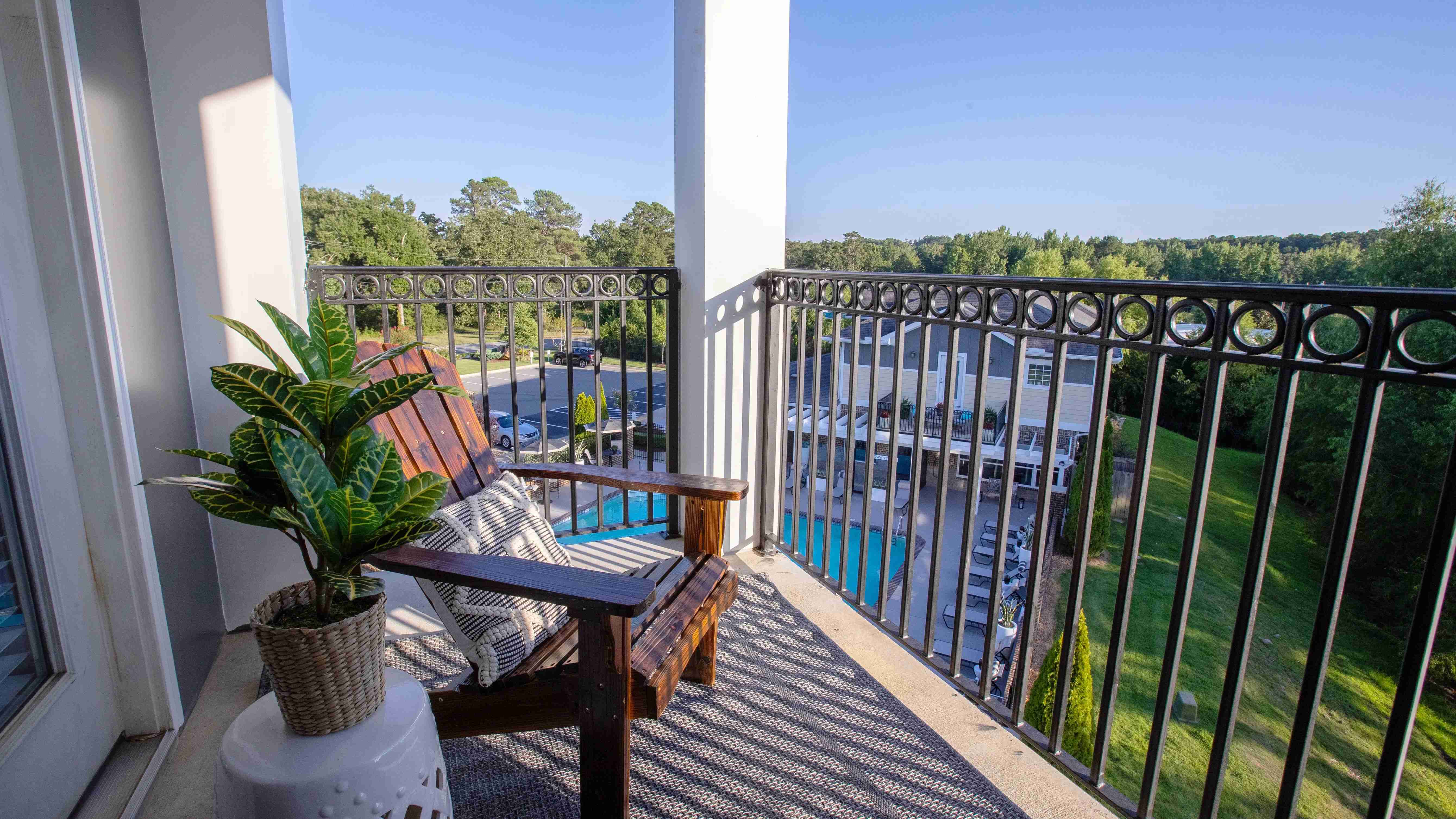 Step into the fresh air on your private patio or balcony, enjoying the tranquility of your own outdoor oasis.