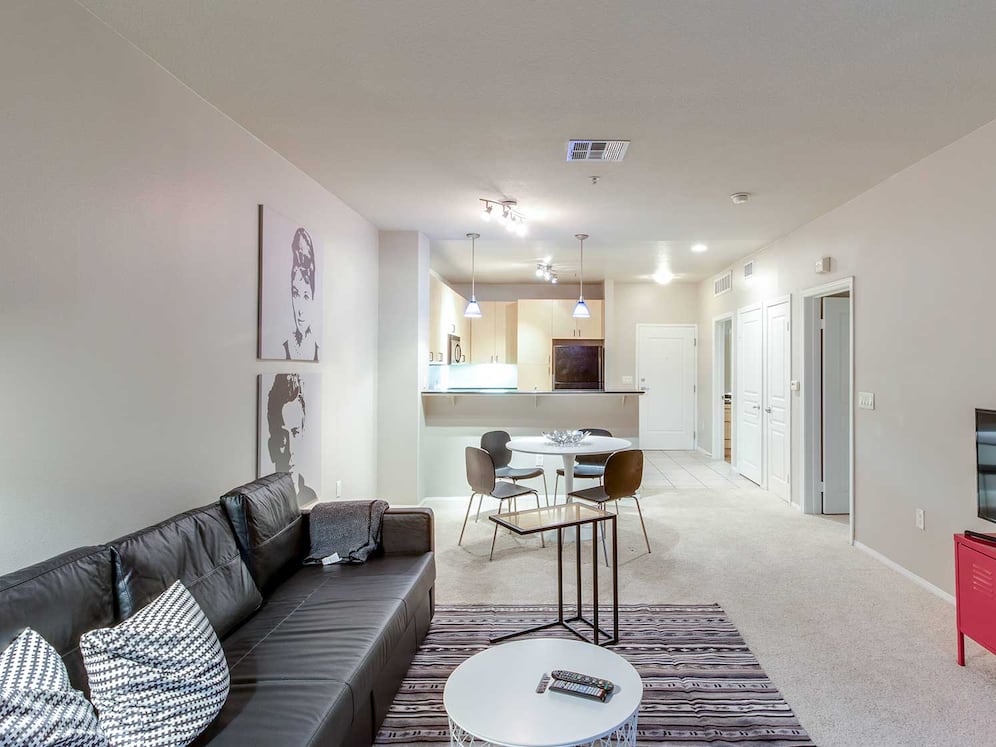 One-Bedroom Furnished Apartment Living/Dining/Kitchen