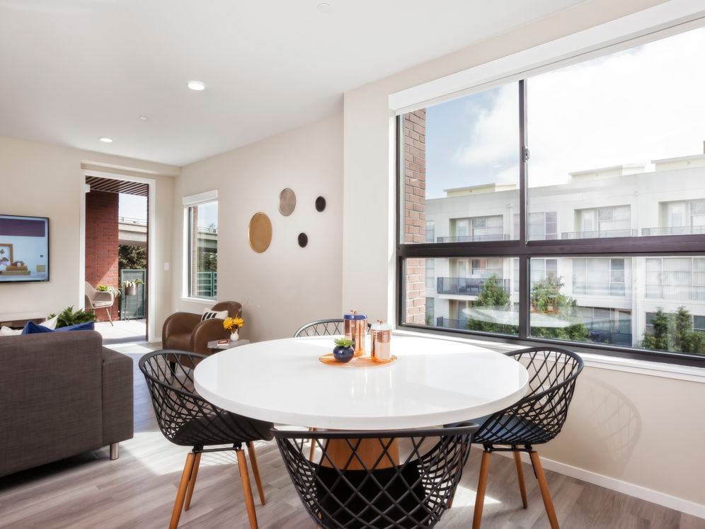 Living and dining area with hard surface flooring