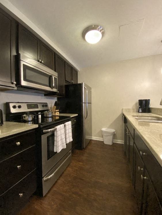 Stainless steel appliances with a built in microwave