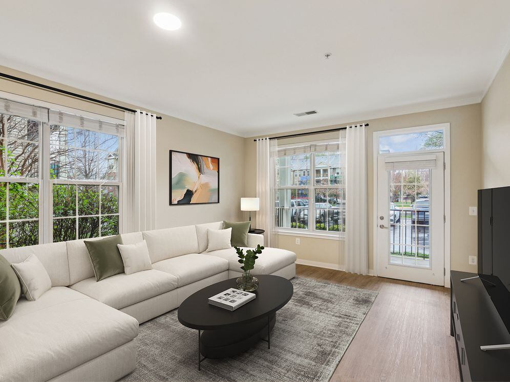 Updated Finishes living room with new hard surface flooring