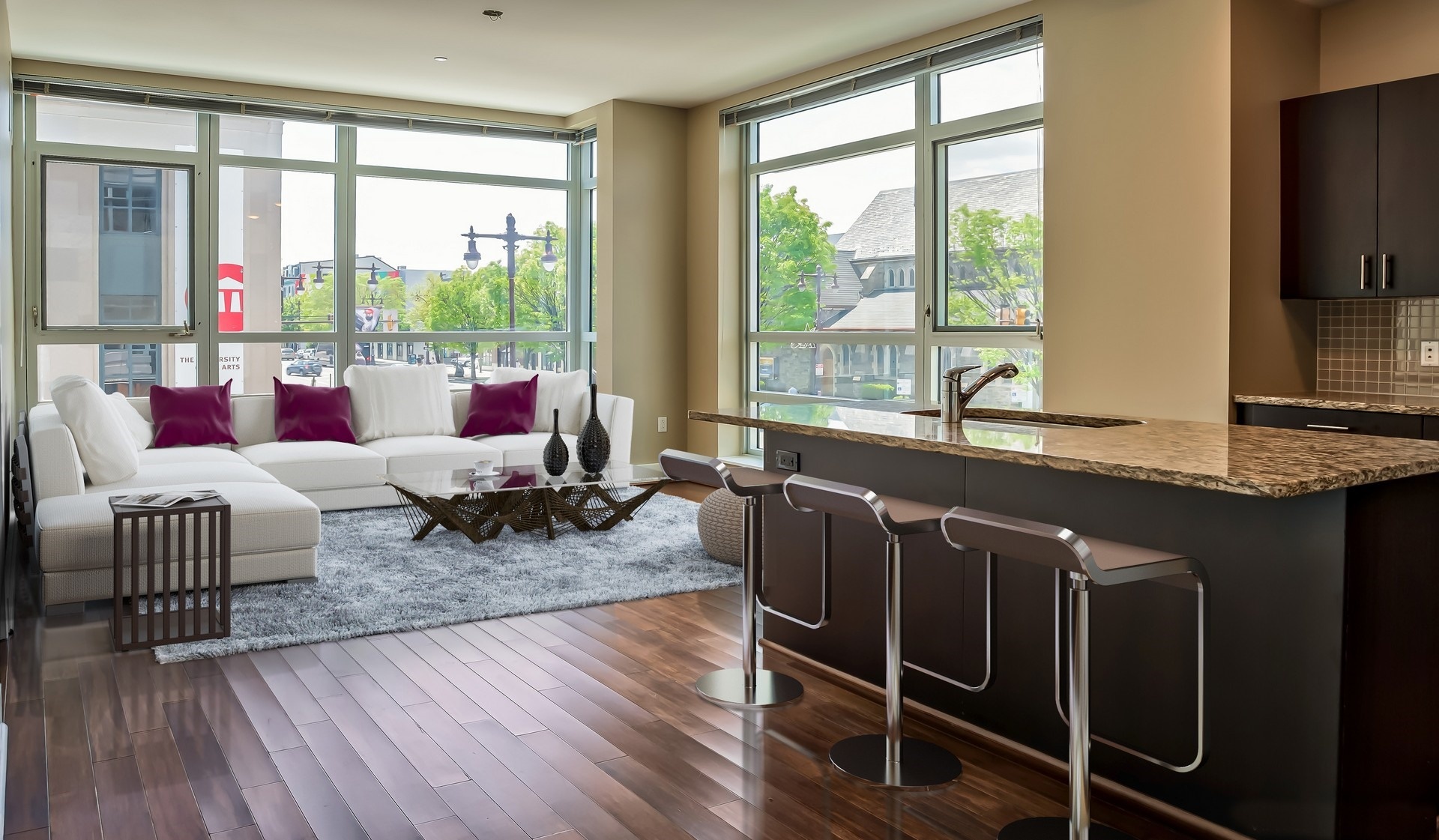 Open concept for kitchen and living areas
