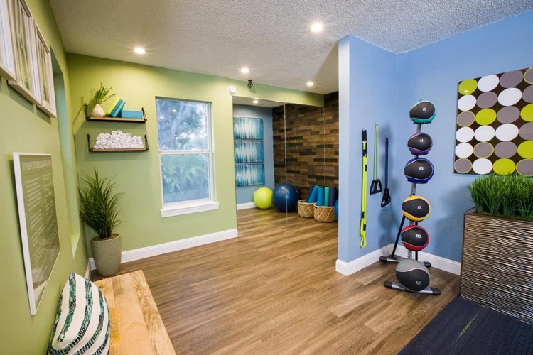 Our resident fitness center also features a yoga studio.