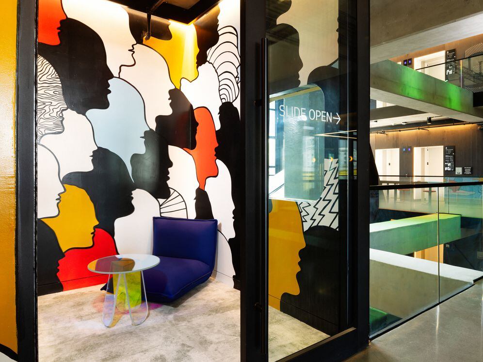 Private work pod (Mural by Priscilla Witte)