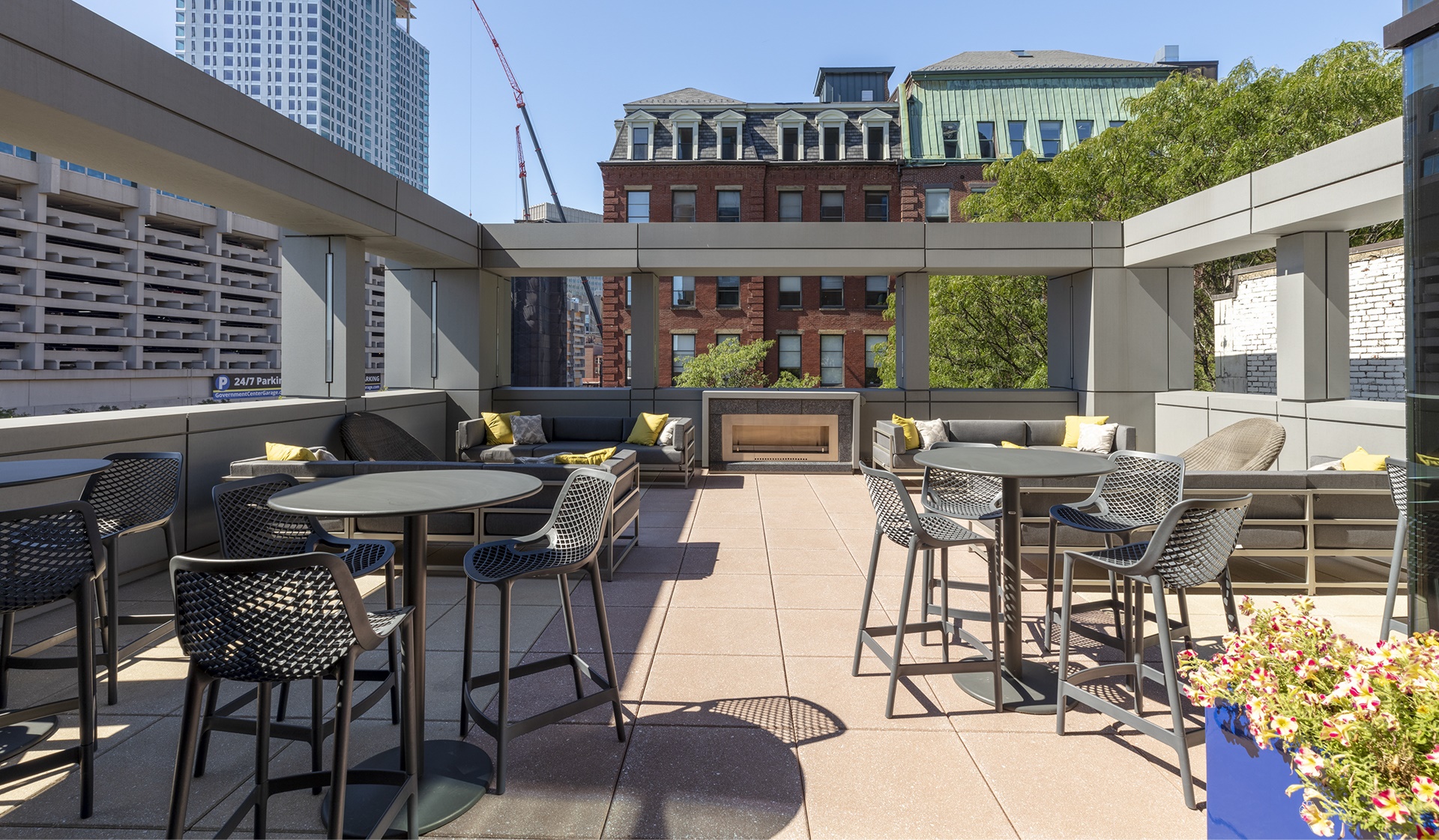 Step out and relax on the patio of the club room which offers lounge seating and a fireplace